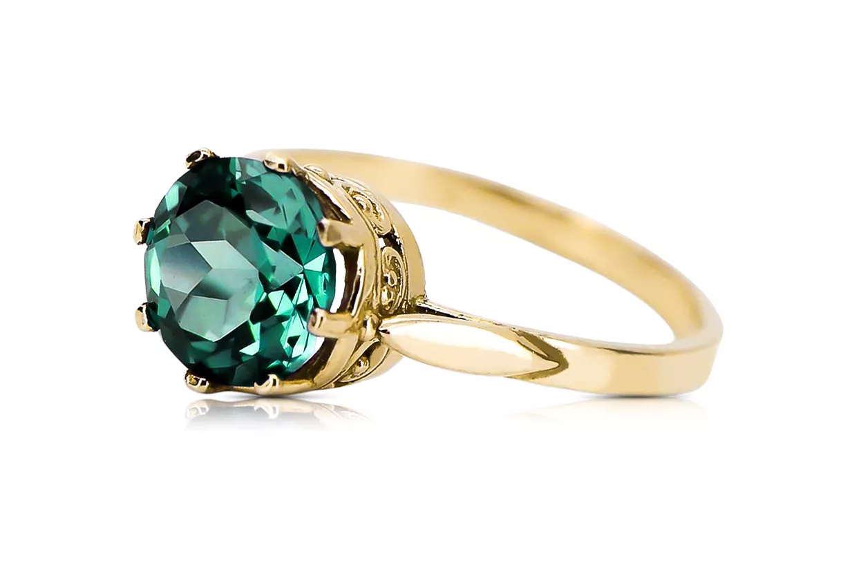 Ring Emerald 14K Yellow gold Vintage vrc366y